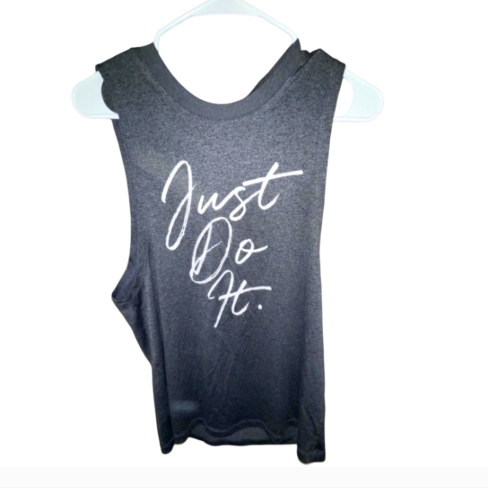 Nike Womens Just Do It Dri-Fit Running Fitness Muscle Tank Top Gray Size Medium